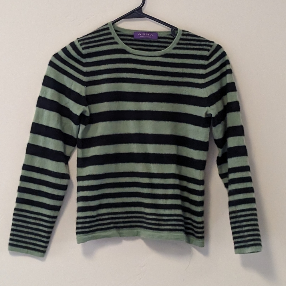 Asha green and black cashmere sweater
